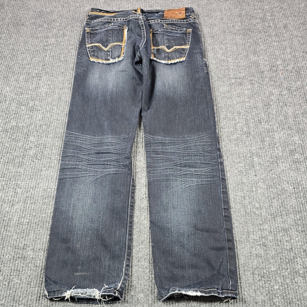 Guess Jeans Mens 30 Blue‎ Medium Wash Rebel Regular Straight Denim Distressed - Picture 3 of 16